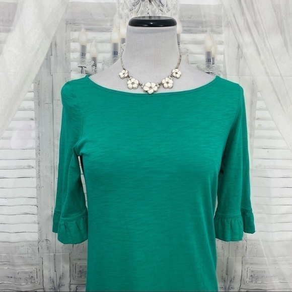 Lilly Pulitzer Small Somerset Emerald Solid Green Dress Mini Dress Ruffle Sleeve - Picture 3 of 8